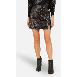 Yumi Sequin Mini Skirt in Black at Nordstrom, Size 12