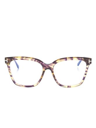 Tom Ford Eyewear tortoiseshell-effect oversize-frame glasses - women - Acetate - 56 - Brown