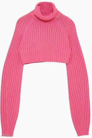 Patrizia Pepe Red Marabou Womens Turtleneck