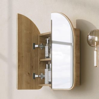 Dmora Mueble Colgante Vigano, Espejo Incluido, Un Estante, 2 Puertas, 60x70h Cm Roble Marr&oacute;n