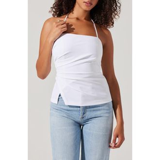 ASTR the Label Mel Side Ruched Halter Top in White at Nordstrom Rack, Size X-Small