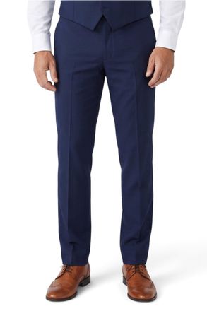PAUL ANDREW Mens Navy Blue Formal Plain Trousers - Mayfair
