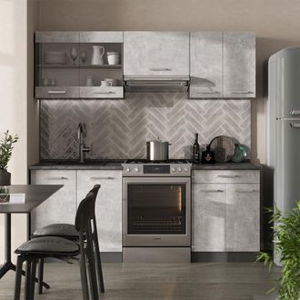 Vicco Mueble De Cocina R-line, Hormig&oacute;n/antracita, 200 Cm Sin Encimera
