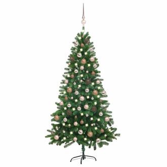 vidaXL &Aacute;rbol De Navidad Preiluminado Con Luces Y Bolas Verde 180 Cm Vidaxl