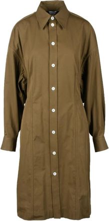 Bottega Veneta Damesjurk - Dames - Shirt Kleedjes - Bruin - 2XS - Katoen - Kleedjes