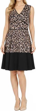 Taylor V Neck Leopard Print A-Line Dress In Brown/black