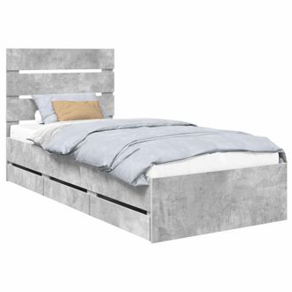 vidaXL Estructura De Cama Gris Concreto 75 X 190 Cm Madera Ingenieril Vidaxl