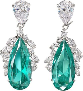 Anabela Chan 18kt white gold diamond and tourmaline drop earrings - women - Lab-Grown Simulated White Diamond/Lab-Grown Simulated Para&iacute;ba Tourmal