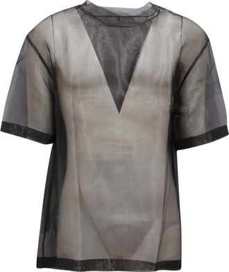 Patrizia Pepe Organza Top met Italiaanse Stijl - Heren - T-shirts - Zwart - XL - Organza - Tops