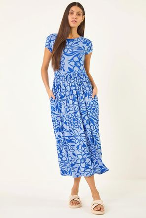 Roman Floral Pocket Midi Dress