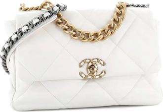 Chanel 19 Flap Bag Quilted Leather Large crossbody bag - Wit