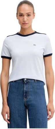 Lacoste Re-edition Petit Piqu&eacute; Katoenen T-shirt - Dames - T-shirts - Blauw - XS - Katoen - Tops