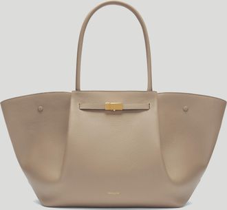 DeMellier The New York in Light Taupe Small Grain Leather Shoulder bag