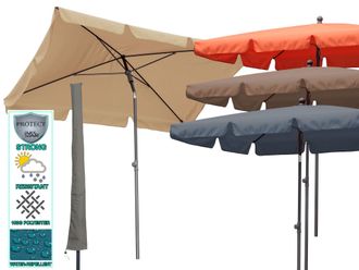 Quick Star Quick-star - Balkon Sonnenschirm 200x125cm Balkonschirm Rechteckig Knickbar Terra / Rotorange Ral 2001 Gartenschirm Uv 50 Mit Schutzh&uuml;lle