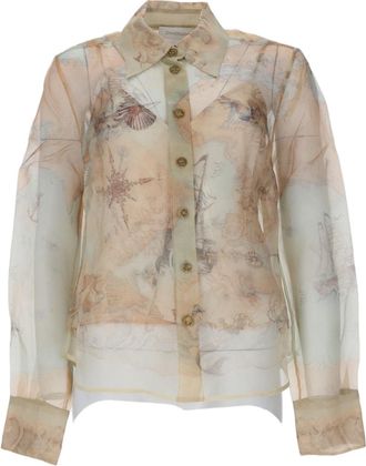 Zimmermann Sheer Lightweight Silk Shirt with Vintage-Inspired Print
