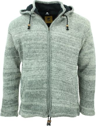 Loud Elephant Hand Knitted Wool Hooded Jacket Cardigan - SD Grey (3X-Large)