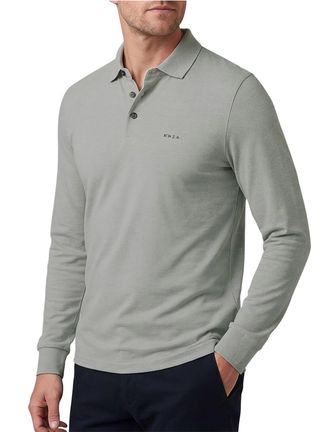 N-Z-A- NEW ZEALAND AUCKLAND NZA polo grijs 3-knoops effen normale fit