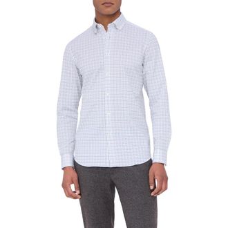 Bugatchi James OoohCotton Tattersall Check Button-Down Shirt in Mocha at Nordstrom, Size Xxx-Large