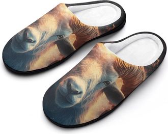 Generic Aries1 Zodiac Sign Mens House Slippers Memory Foam Washable Cotton Slip on Home Shoes