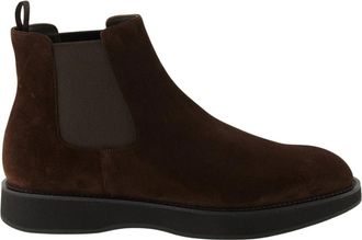 Prada Schoenen, Heren, Bruin, 42 EU, Suède, Fluwelen enkellaarzen voor heren