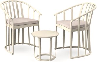 Resol Sillas Con Brazos Cojines Y Mesa Raff Resol Pl&aacute;stico Marfil (pack De 2+1)