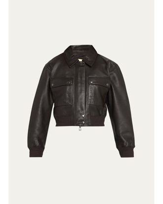 L'agence Clotilde Leather Bomber Jacket