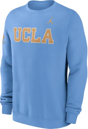 Nike Jordan Mens UCLA Sideline Club Jordan Brand College Pullover Crew in Blue | 0JTT4EYUCV-R0M