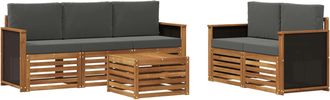 vidaXL Conjunto De Sof&aacute;s De Exterior 6 Uds. Natural Y Antracita Vidaxl
