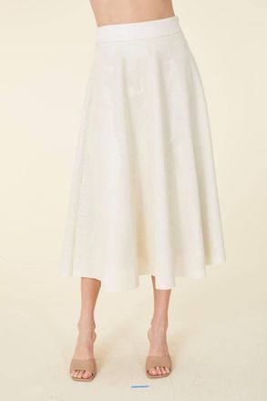 Dolce Cabo Vegan Leather Perforated Skirt In Creme