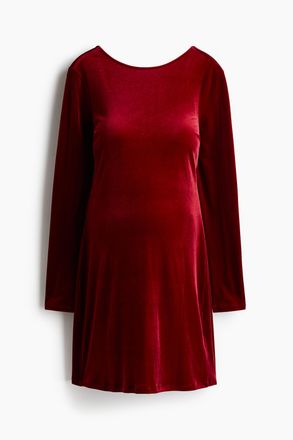 H&M MAMA Velourskleid mit tiefem R&uuml;ckenausschnitt - Red