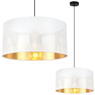 OEM L&aacute;mpara Colgante Asti Negra 1 Pantalla Plana Blanca Oro 40cm