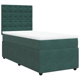 vidaXL Giroletto A Molle Con Materasso Verde Scuro 80x200 Cm Velluto - Vidaxl