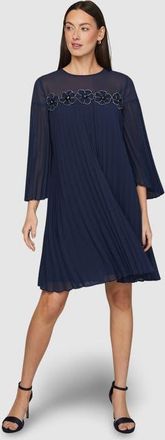 Wallis Pleated Floral Trim Shift Dress in Navy at Nordstrom, Size 12