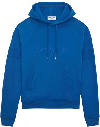 Saint Laurent Hoodie - Heren - Hoodies - Blauw - M - Katoen - Hoodies & sweatvesten