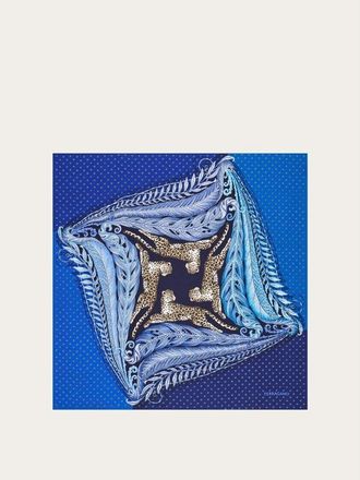 Ferragamo Womens Blue Silk Printed Scarf