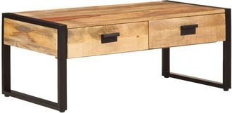 vidaXL Vidaxl - Mesa de centro hierro y madera maciza de mango 100x54x40 cm