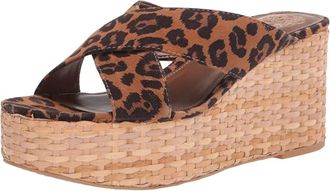 Vince Camuto Greathel Sandals Brown Leopard Print Wedge Heel ZAP1040