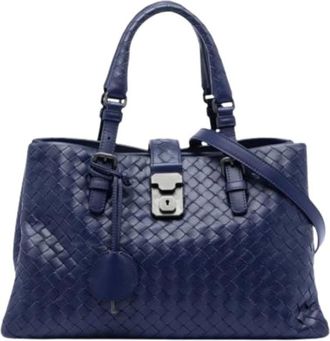 Bottega Veneta Pre-owned Handbags, female, Blue, Size: ONE SIZE Pre-owned Roma Satchel