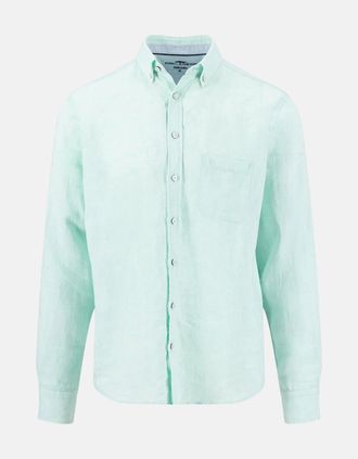 Fynch-Hatton Mens Pure Linen Button Down Shirt Mint - Green - Size: 46/Regular