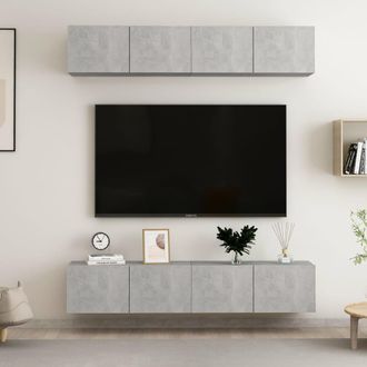 vidaXL Vidaxl - Juego De Muebles De Sal&oacute;n 4 Piezas Gris Hormig&oacute;n 80x30x30 Cm