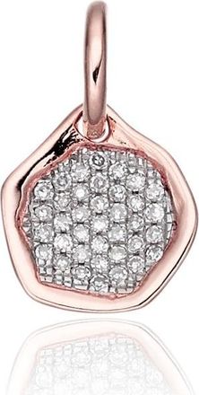 Monica Vinader Riva Diamond Mini Pendant, Rose Gold Vermeil on Silver
