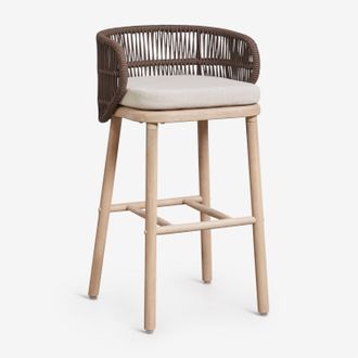 Sklum Sgabello Alto In Legno Di Acacia E Corda Intrecciata Capri Sklum