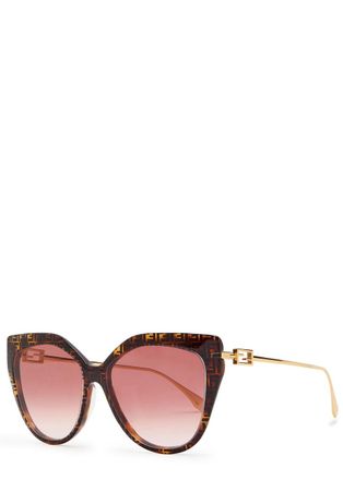 Fendi Baguette Oversized Cat-eye Sunglasses - Brown Havana