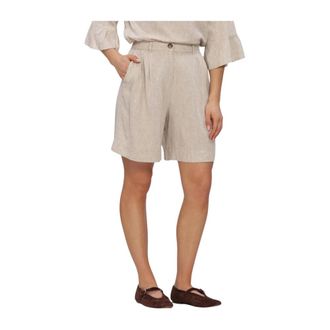 Moss Copenhagen Viana Ginia HW Shorts - Dames - Korte Broeken - Beige - XS - Linnen - Korte Broeken