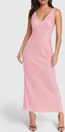 Bebe Crepe V-Neck Maxi Dress in Rose at Nordstrom Rack, Size X-Small