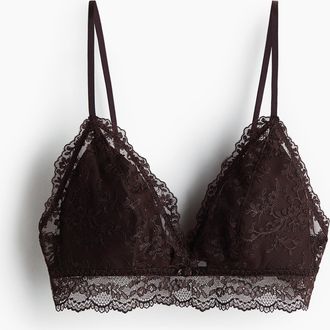 H&M Wattierter Soft-BH mit Stickerei - Dunkelbraun