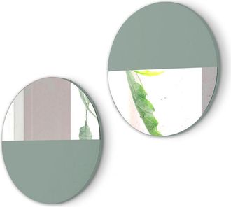 HERDASA Lote De Dos Espejos De La Coelcci&oacute;n Aire, En Verde