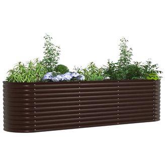 Berkfield Home Garden Raised Bed Brown 320x80x81 cm Galvanized Steel | Size: 320 x 80 x 81 cm