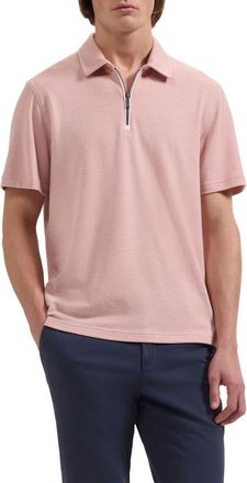 Bugatchi Quarter Zip Polo in Dusty Pink at Nordstrom, Size Xx-Large