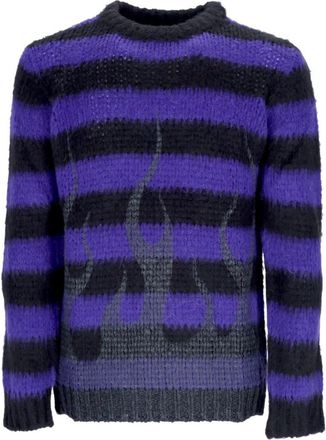 Vision Of Super Vlammenprint Crew Neck Sweater - Heren - Ronde hals truien - Veelkleurig - S - Wol - Truien & Vesten
